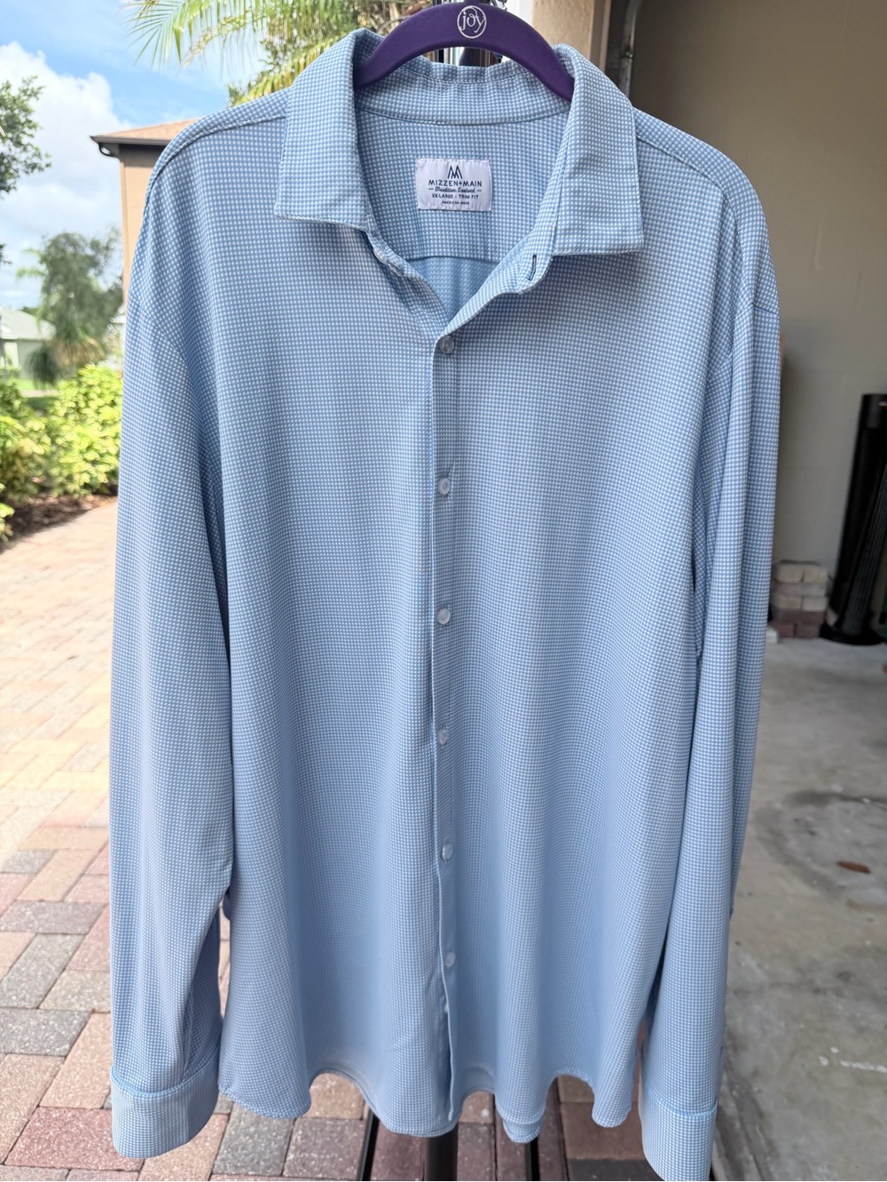 Mizzen+Main Sky Blue Long-Sleeve Performance Button-Up Shirt XXL Trim